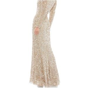 Mac Duggal Long Sleeve Sequin Gown with Empire Waist